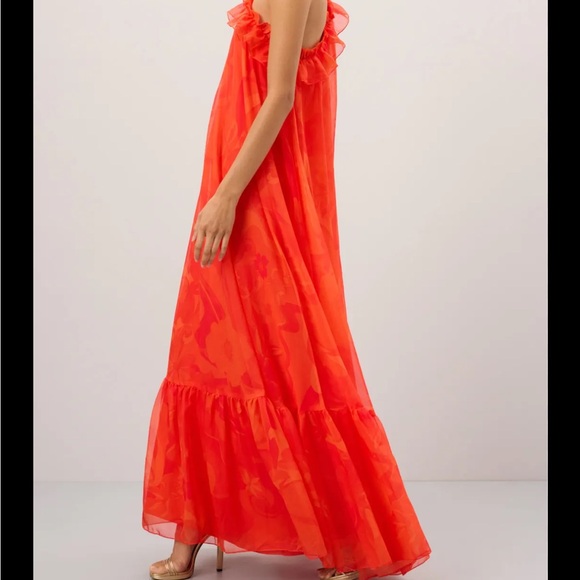 Mac Duggal Women's Printed Chiffon One Shoulder Rose Ruffle Gown - Picture 3 of 7